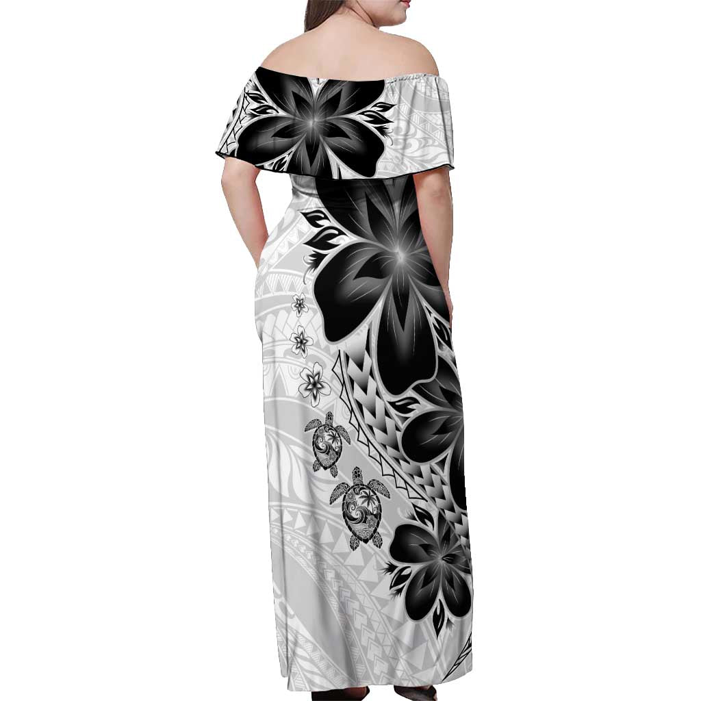 Polynesia Romantic Valentine Off Shoulder Maxi Dress Sea Turtle Couple With White Plumeria LT05 - Polynesian Pride