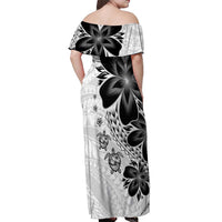 Polynesia Romantic Valentine Off Shoulder Maxi Dress Sea Turtle Couple With White Plumeria LT05 - Polynesian Pride