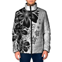 Polynesia Romantic Valentine Padded Jacket Sea Turtle Couple With White Plumeria LT05 Men White - Polynesian Pride