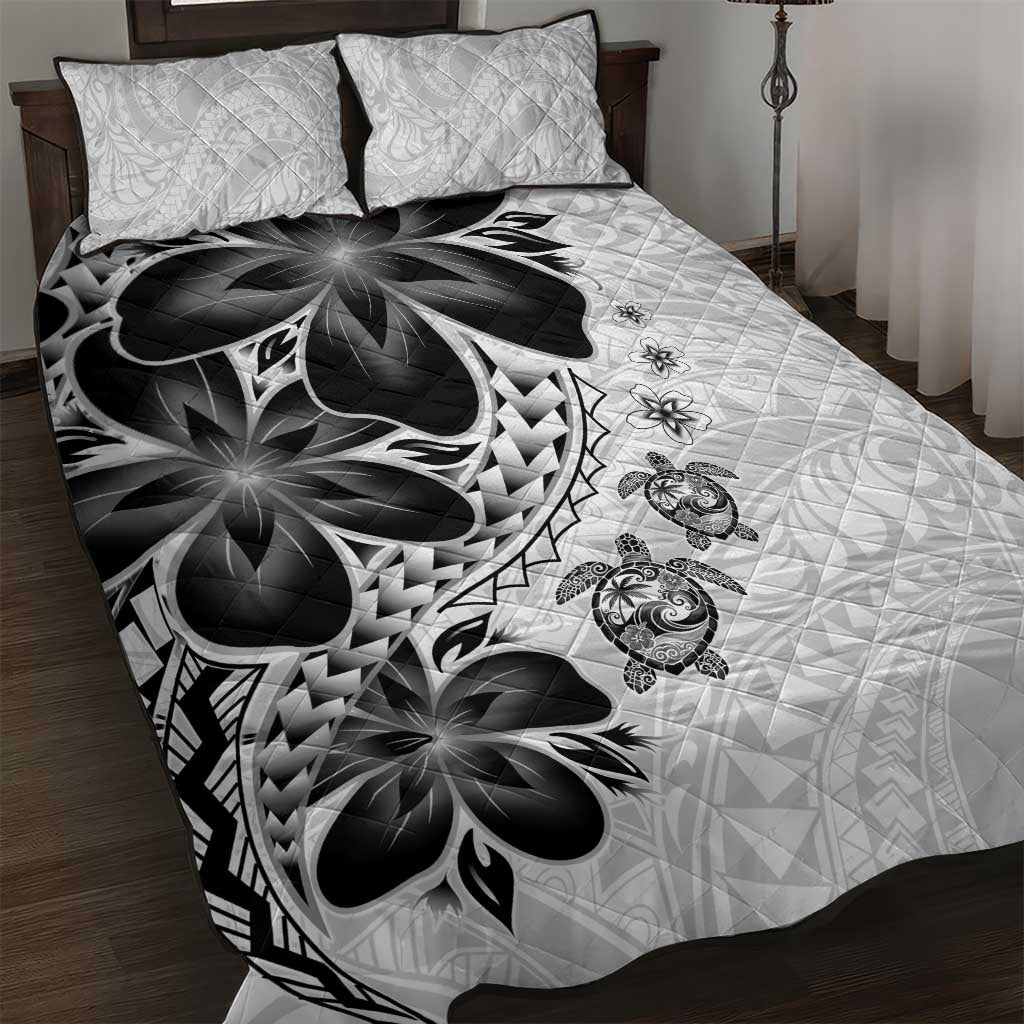 Polynesia Romantic Valentine Quilt Bed Set Sea Turtle Couple With White Plumeria LT05 White - Polynesian Pride