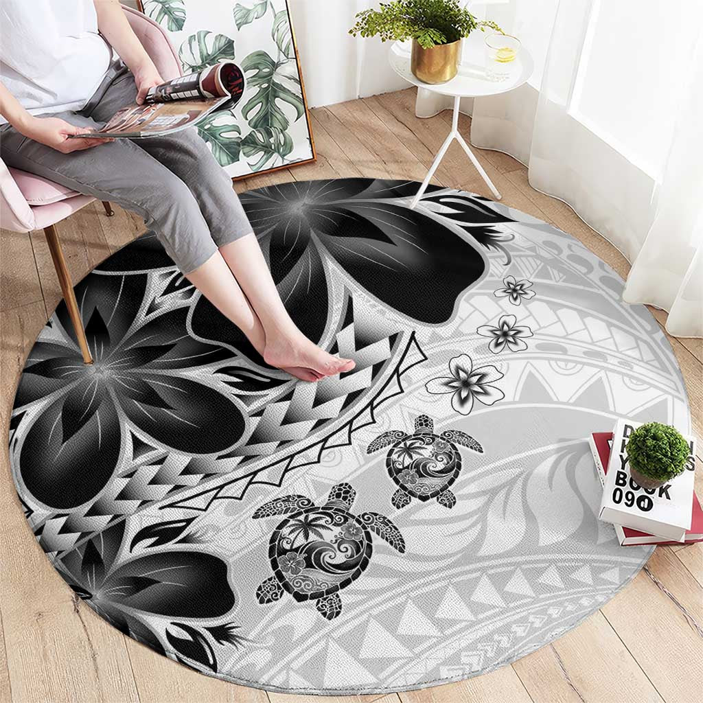 Polynesia Romantic Valentine Round Carpet Sea Turtle Couple With White Plumeria LT05 - Polynesian Pride