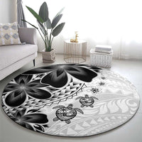 Polynesia Romantic Valentine Round Carpet Sea Turtle Couple With White Plumeria LT05 - Polynesian Pride