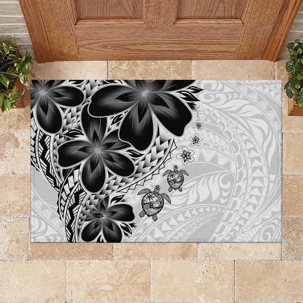 Polynesia Romantic Valentine Rubber Doormat Sea Turtle Couple With White Plumeria LT05 White - Polynesian Pride
