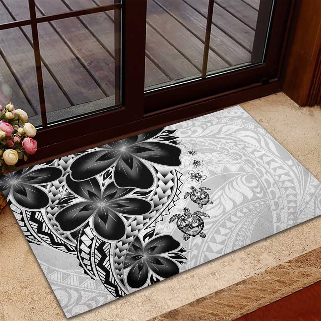 Polynesia Romantic Valentine Rubber Doormat Sea Turtle Couple With White Plumeria LT05 - Polynesian Pride