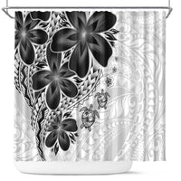 Polynesia Romantic Valentine Shower Curtain Sea Turtle Couple With White Plumeria LT05 White - Polynesian Pride