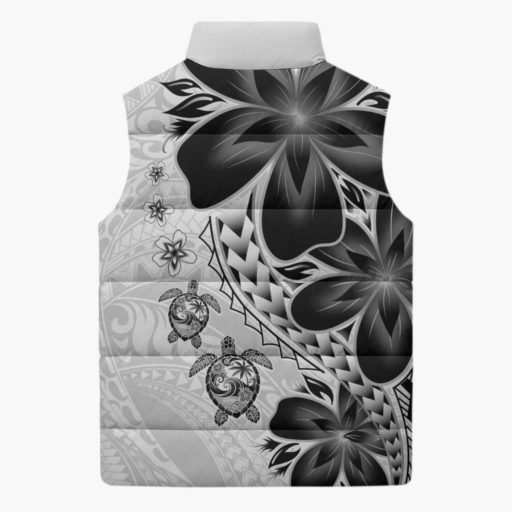 Polynesia Romantic Valentine Sleeveless Puffer Jacket Sea Turtle Couple With White Plumeria LT05 - Polynesian Pride