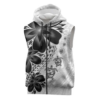 Polynesia Romantic Valentine Sleeveless Zip Hoodie Sea Turtle Couple With White Plumeria LT05 White - Polynesian Pride