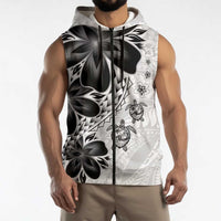 Polynesia Romantic Valentine Sleeveless Zip Hoodie Sea Turtle Couple With White Plumeria LT05 - Polynesian Pride