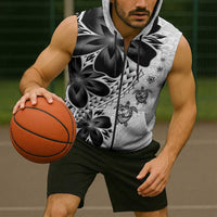 Polynesia Romantic Valentine Sleeveless Zip Hoodie Sea Turtle Couple With White Plumeria LT05 - Polynesian Pride