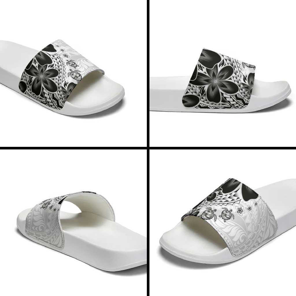 Polynesia Romantic Valentine Slide Sandals Sea Turtle Couple With White Plumeria LT05 - Polynesian Pride