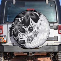 Polynesia Romantic Valentine Spare Tire Cover Sea Turtle Couple With White Plumeria LT05 White - Polynesian Pride