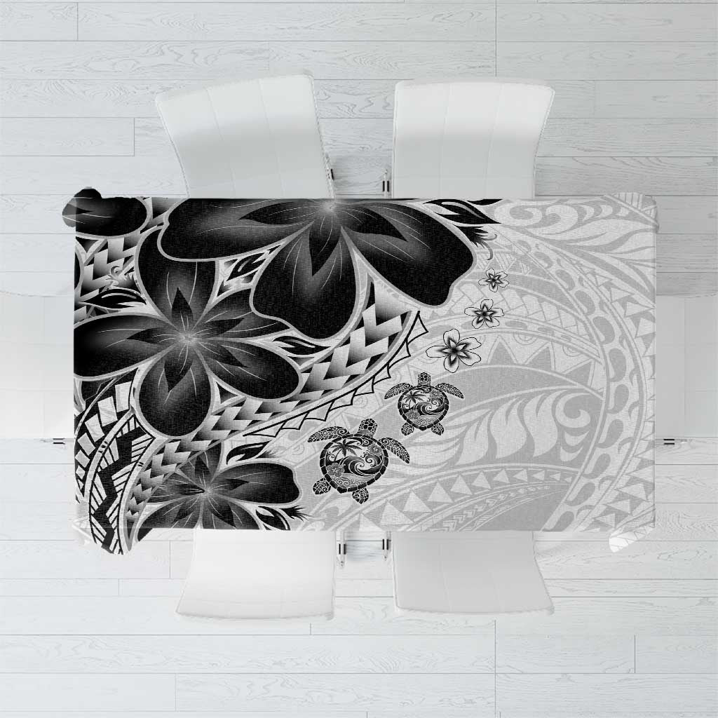 Polynesia Romantic Valentine Tablecloth Sea Turtle Couple With White Plumeria LT05 White - Polynesian Pride