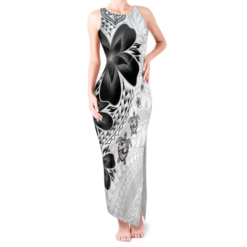 Polynesia Romantic Valentine Tank Maxi Dress Sea Turtle Couple With White Plumeria LT05 Women White - Polynesian Pride