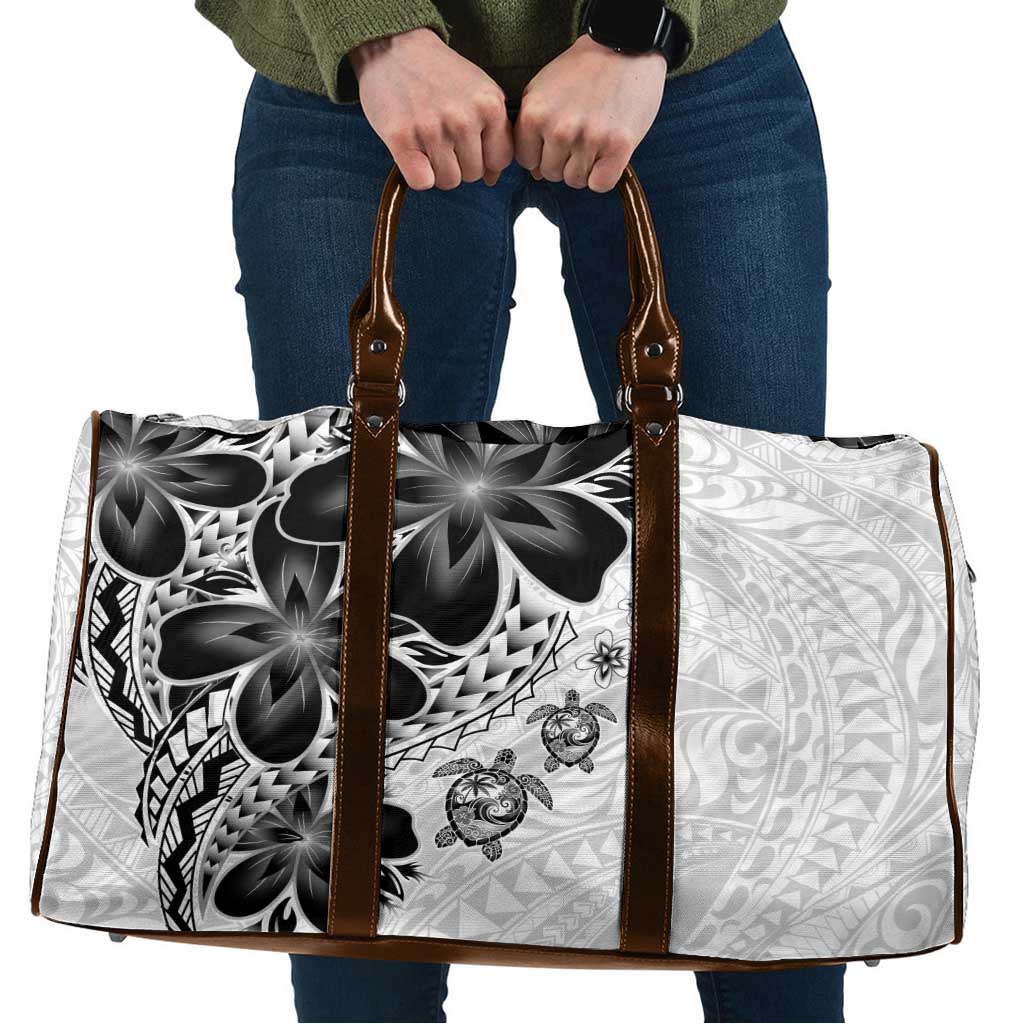 Polynesia Romantic Valentine Travel Bag Sea Turtle Couple With White Plumeria LT05 White - Polynesian Pride