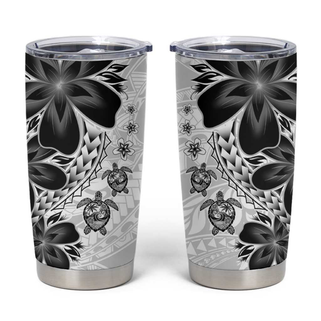 Polynesia Romantic Valentine Tumbler Cup Sea Turtle Couple With White Plumeria LT05 White - Polynesian Pride