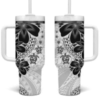 Polynesia Romantic Valentine Tumbler With Handle Sea Turtle Couple With White Plumeria LT05 One Size: 40 oz White - Polynesian Pride