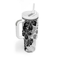 Polynesia Romantic Valentine Tumbler With Handle Sea Turtle Couple With White Plumeria LT05 - Polynesian Pride