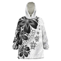 Polynesia Romantic Valentine Wearable Blanket Hoodie Sea Turtle Couple With White Plumeria LT05 One Size White - Polynesian Pride