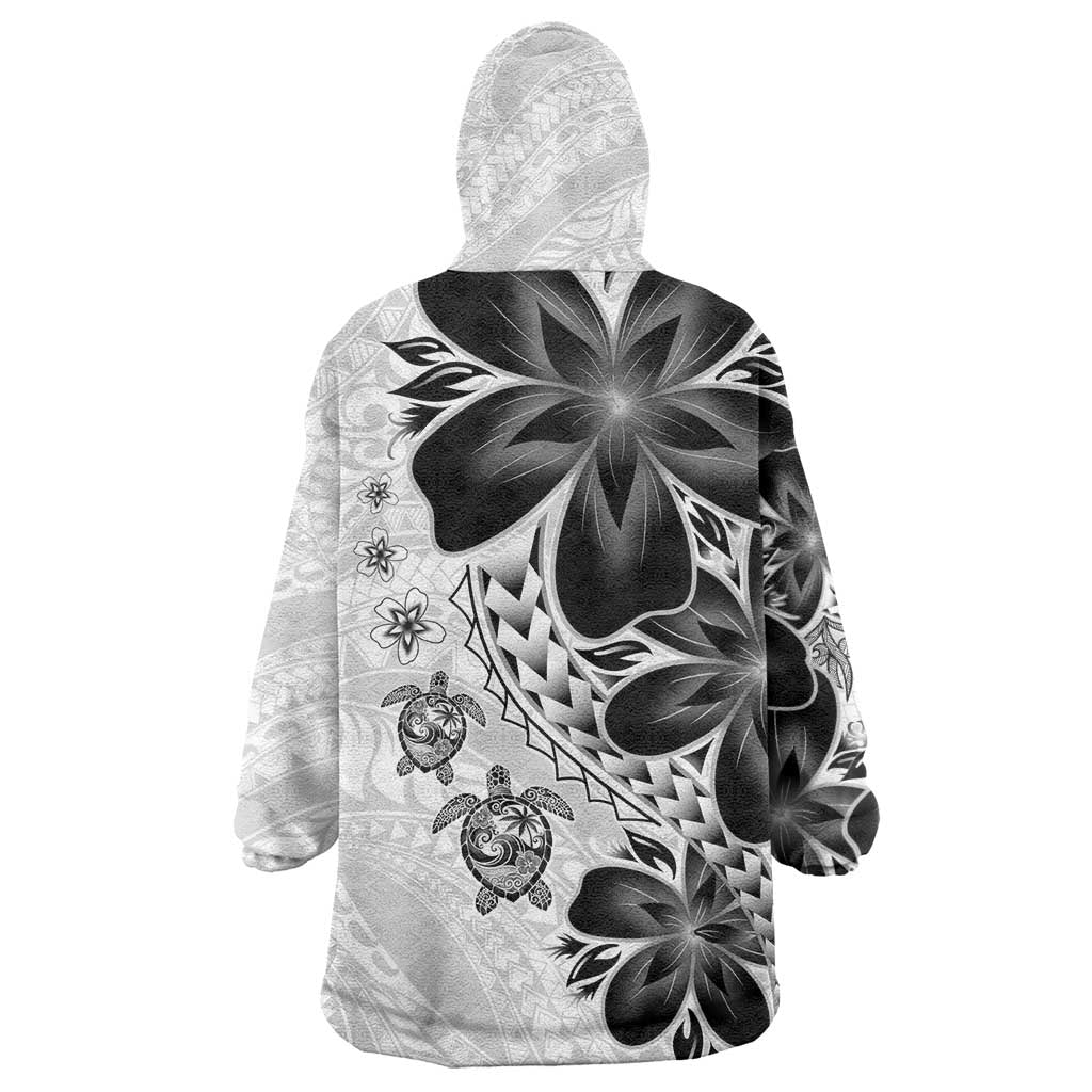 Polynesia Romantic Valentine Wearable Blanket Hoodie Sea Turtle Couple With White Plumeria LT05 - Polynesian Pride