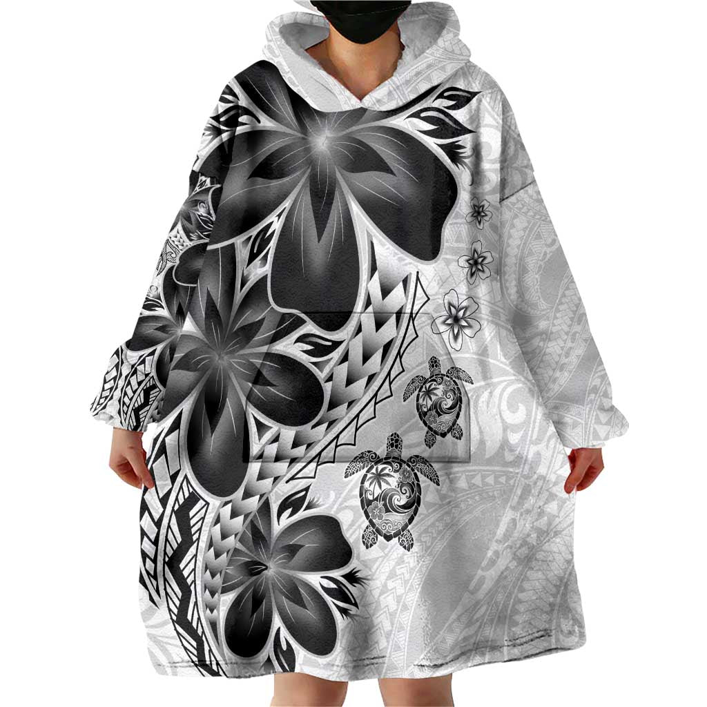 Polynesia Romantic Valentine Wearable Blanket Hoodie Sea Turtle Couple With White Plumeria LT05 - Polynesian Pride