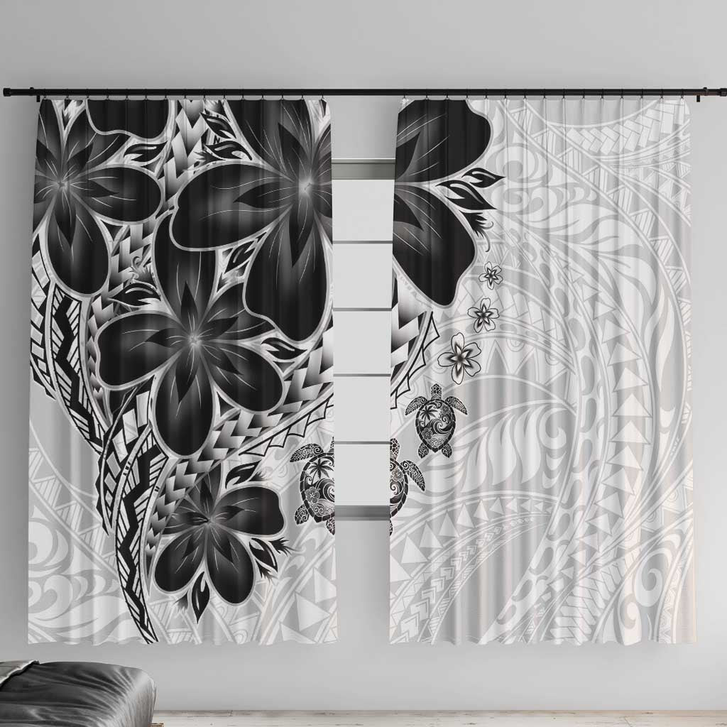 Polynesia Romantic Valentine Window Curtain Sea Turtle Couple With White Plumeria LT05 With Hooks White - Polynesian Pride