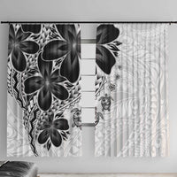 Polynesia Romantic Valentine Window Curtain Sea Turtle Couple With White Plumeria LT05 With Hooks White - Polynesian Pride