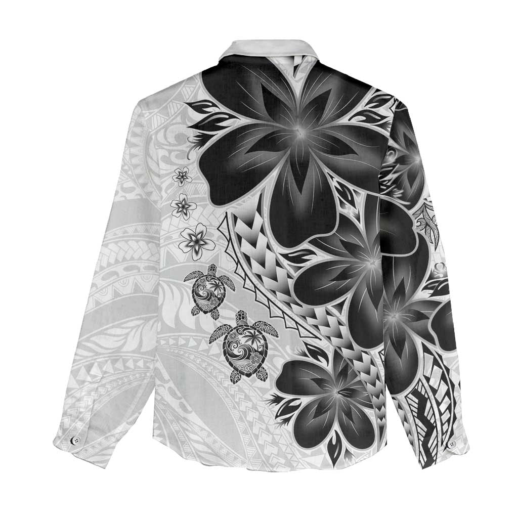 Polynesia Romantic Valentine Women Casual Shirt Sea Turtle Couple With White Plumeria LT05 - Polynesian Pride