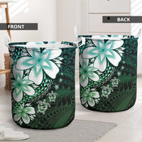 Polynesia Romantic Valentine Laundry Basket Sea Turtle Couple With Aqua Gradient Plumeria LT05 - Polynesian Pride