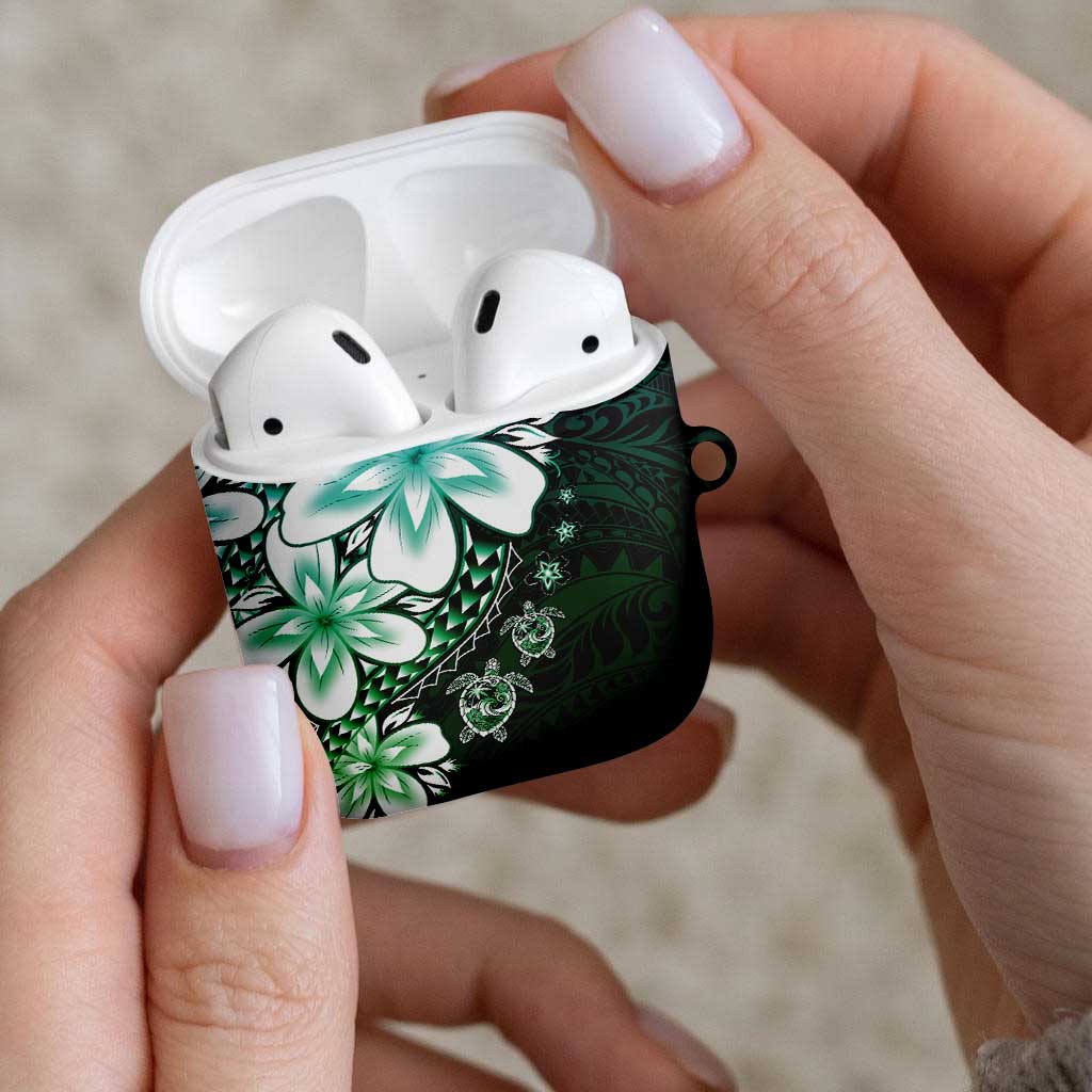 Polynesia Romantic Valentine AirPods Case Sea Turtle Couple With Aqua Gradient Plumeria LT05 - Polynesian Pride