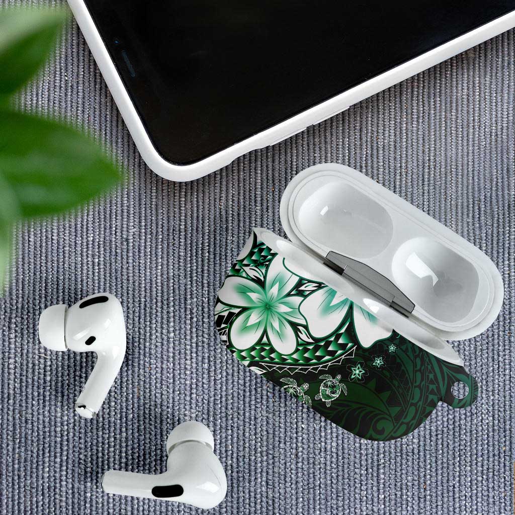 Polynesia Romantic Valentine AirPods Case Sea Turtle Couple With Aqua Gradient Plumeria LT05 - Polynesian Pride