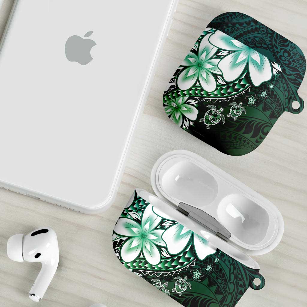 Polynesia Romantic Valentine AirPods Case Sea Turtle Couple With Aqua Gradient Plumeria LT05 - Polynesian Pride