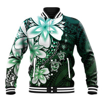 Polynesia Romantic Valentine Baseball Jacket Sea Turtle Couple With Aqua Gradient Plumeria LT05 Unisex Aqua - Polynesian Pride