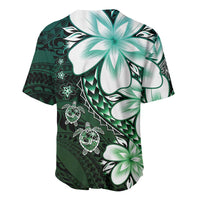 Polynesia Romantic Valentine Baseball Jersey Sea Turtle Couple With Aqua Gradient Plumeria LT05 - Polynesian Pride