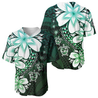 Polynesia Romantic Valentine Baseball Jersey Sea Turtle Couple With Aqua Gradient Plumeria LT05 - Polynesian Pride
