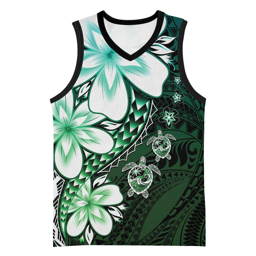 Polynesia Romantic Valentine Basketball Jersey Sea Turtle Couple With Aqua Gradient Plumeria LT05 Unisex Aqua - Polynesian Pride