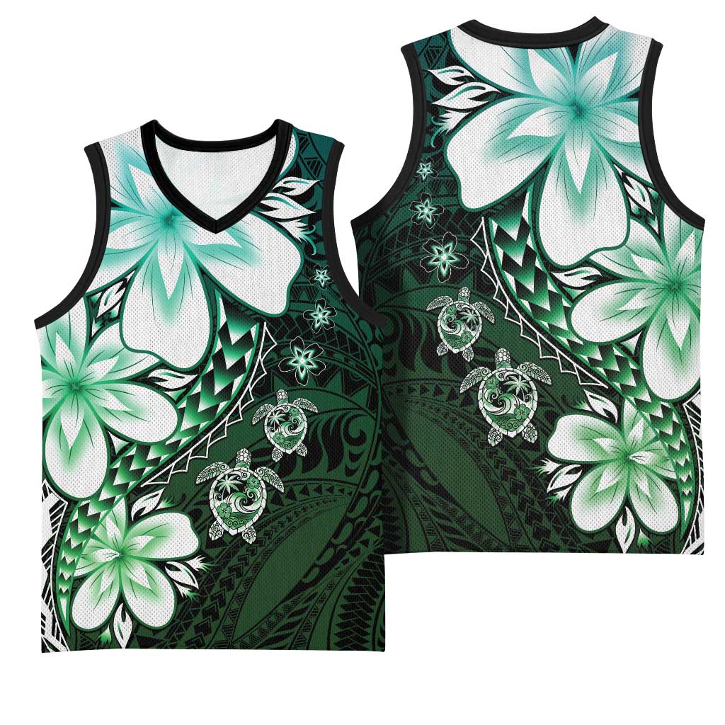 Polynesia Romantic Valentine Basketball Jersey Sea Turtle Couple With Aqua Gradient Plumeria LT05 - Polynesian Pride