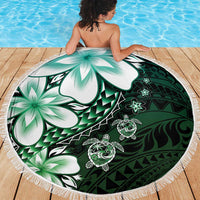 Polynesia Romantic Valentine Beach Blanket Sea Turtle Couple With Aqua Gradient Plumeria LT05 - Polynesian Pride