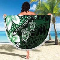 Polynesia Romantic Valentine Beach Blanket Sea Turtle Couple With Aqua Gradient Plumeria LT05 - Polynesian Pride