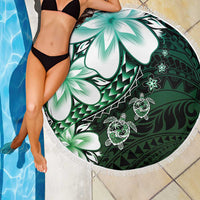 Polynesia Romantic Valentine Beach Blanket Sea Turtle Couple With Aqua Gradient Plumeria LT05 - Polynesian Pride
