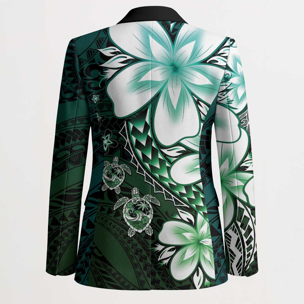 Polynesia Romantic Valentine Blazer Sea Turtle Couple With Aqua Gradient Plumeria LT05 - Polynesian Pride