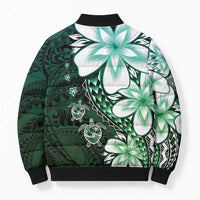 Polynesia Romantic Valentine Bomber Puffer Jacket Sea Turtle Couple With Aqua Gradient Plumeria LT05 - Polynesian Pride