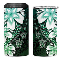 Polynesia Romantic Valentine 4 in 1 Can Cooler Tumbler Sea Turtle Couple With Aqua Gradient Plumeria LT05 One Size: 16 oz Aqua - Polynesian Pride