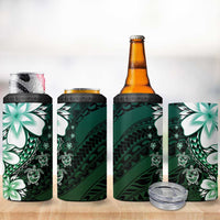 Polynesia Romantic Valentine 4 in 1 Can Cooler Tumbler Sea Turtle Couple With Aqua Gradient Plumeria LT05 - Polynesian Pride