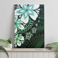 Polynesia Romantic Valentine Canvas Wall Art Sea Turtle Couple With Aqua Gradient Plumeria LT05 - Polynesian Pride