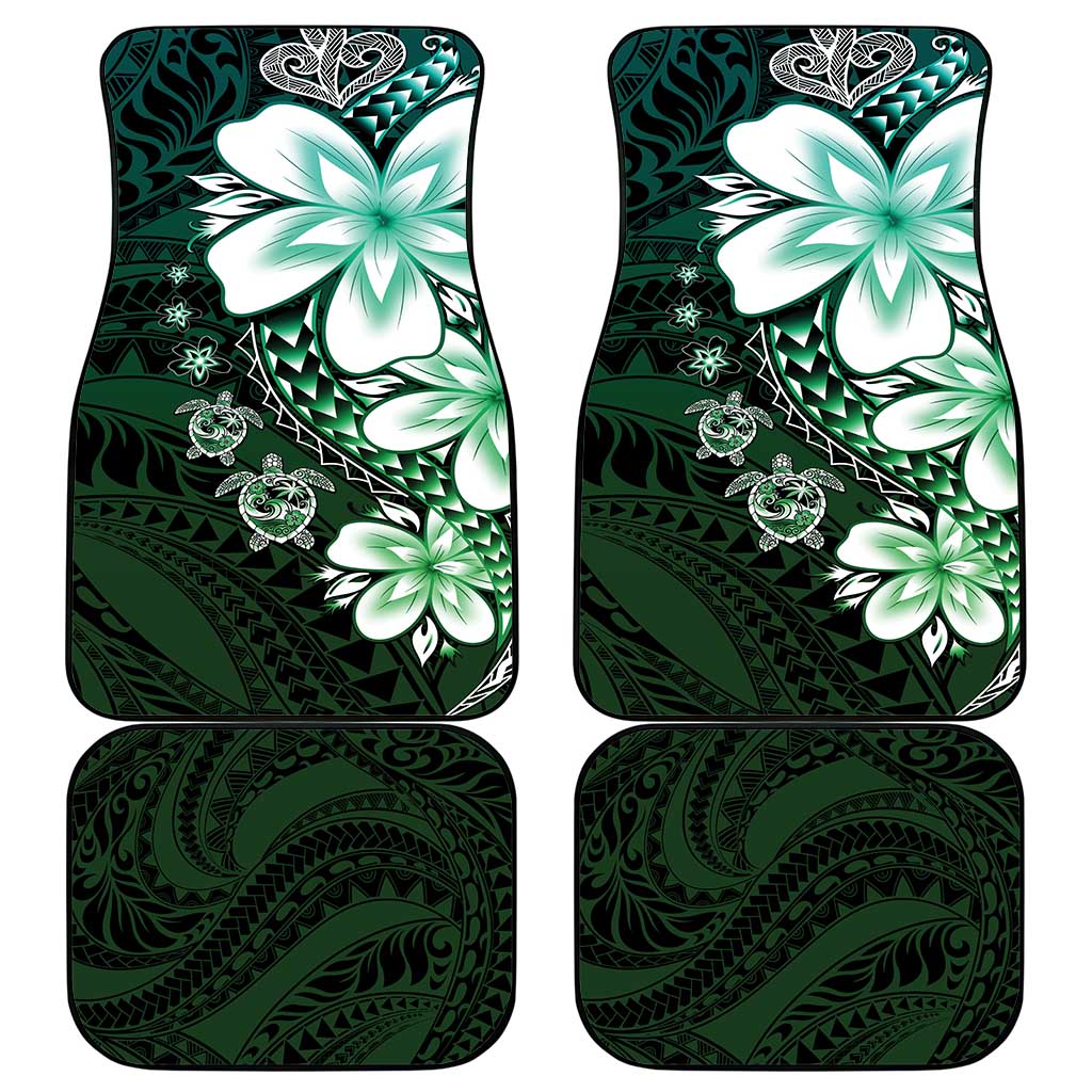 Polynesia Romantic Valentine Car Mats Sea Turtle Couple With Aqua Gradient Plumeria LT05 - Polynesian Pride