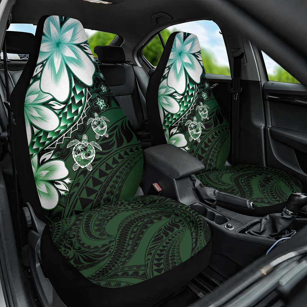 Polynesia Romantic Valentine Car Seat Cover Sea Turtle Couple With Aqua Gradient Plumeria LT05 One Size Aqua - Polynesian Pride