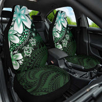 Polynesia Romantic Valentine Car Seat Cover Sea Turtle Couple With Aqua Gradient Plumeria LT05 One Size Aqua - Polynesian Pride