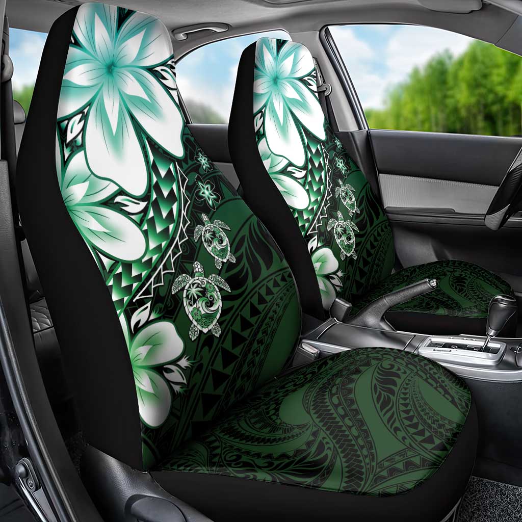 Polynesia Romantic Valentine Car Seat Cover Sea Turtle Couple With Aqua Gradient Plumeria LT05 - Polynesian Pride
