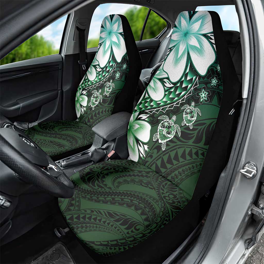 Polynesia Romantic Valentine Car Seat Cover Sea Turtle Couple With Aqua Gradient Plumeria LT05 - Polynesian Pride