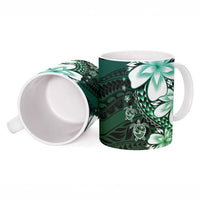 Polynesia Romantic Valentine Ceramic Mug Sea Turtle Couple With Aqua Gradient Plumeria LT05 - Polynesian Pride